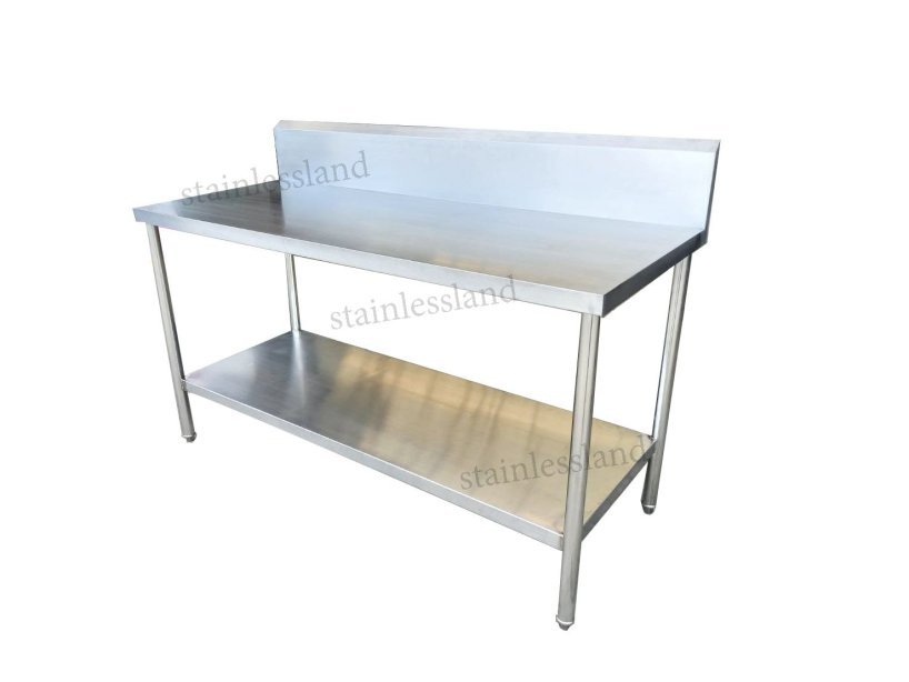 โต๊ะสแตนเลส 2 ชั้น พร้อมที่กันกระเด็น
