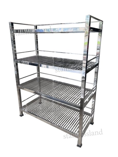 ชั้นวางสแตนเลส  4 ชั้นท่อเหลี่ยม (ซี่)