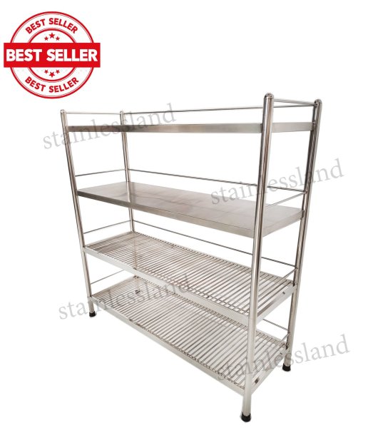 ชั้นวางของอเนกประสงค์ 4 ชั้น บนทึบ 2 ชั้น ล่างซี่ 2 ชั้น