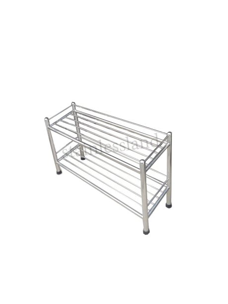 ชั้นวางรองเท้าสแตนเลส ท่อ  2 ชั้น