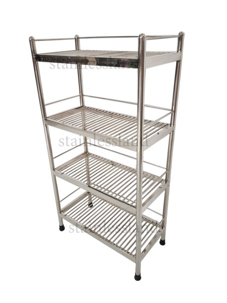 ชั้นวางสแตนเลส  4 ชั้น ซี่ ท่อกลม