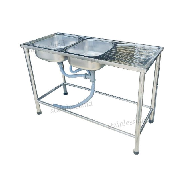 ซิงค์สแตนเลส  2 หลุม พร้อมที่พัก