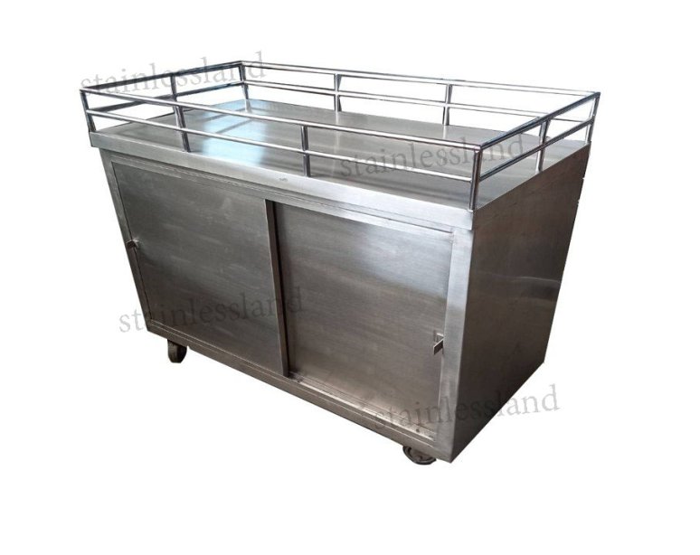 ตู้รถเข็นสแตนเลสบานเลื่อน