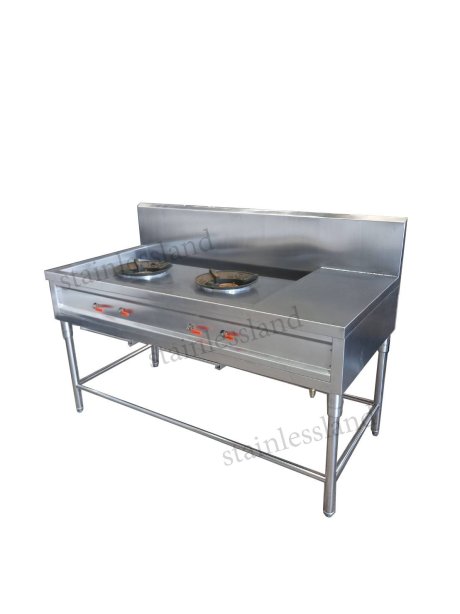 เตาครัวไทย สแตนเลส 2 หัวพร้อมที่พัก