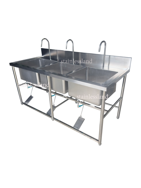 ซิงค์3หลุม เท้าเหยียบ ขนาด 70x180x80ซม.