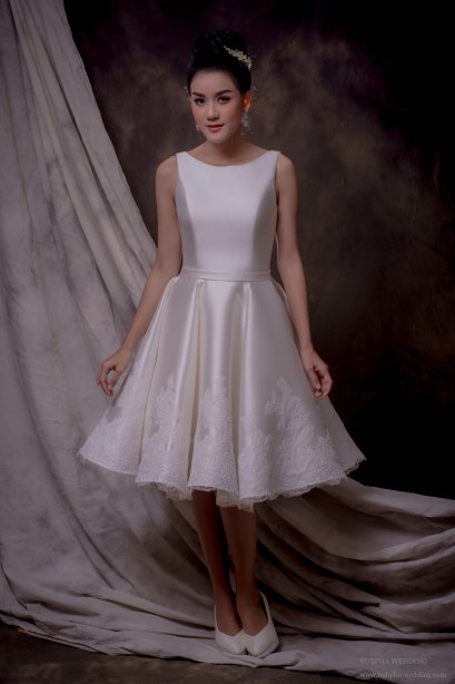 ชุดหมั้นเดรสสั้น สี OFF WHITE ทรงA  Minimal ชุดที่  6