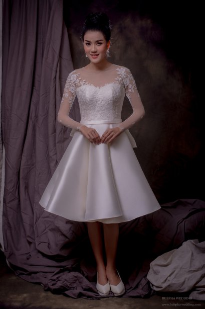 ชุดหมั้นเดรสสั้น สี OFF WHITE ทรงA  Minimal ชุดที่  4