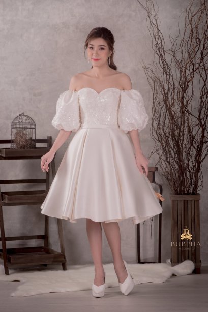 ชุดหมั้นเดรสสั้น สีแชมเปญ ชุดที่ 6