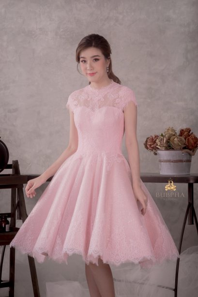 ชุดหมั้นเดรสสั้น สีชมพู มิคคาโด้ ชุดที่ 2