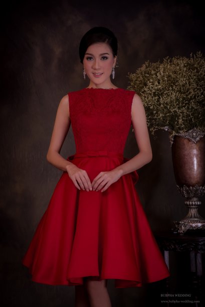 ชุดหมั้นเดรสสั้น สีแดง  ชุดที่  18