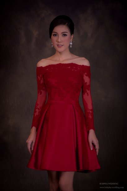 ชุดหมั้นเดรสสั้น สีแดง  ชุดที่  13