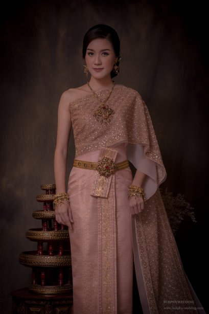 ชุดไทยผ้าโบราณเทียม สีชมพูโอรส ชุดที่  7