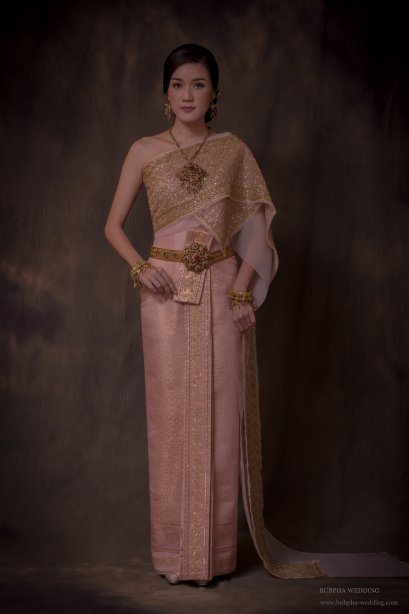 ชุดไทยผ้าโบราณเทียม สีชมพูโอรส ชุดที่  6