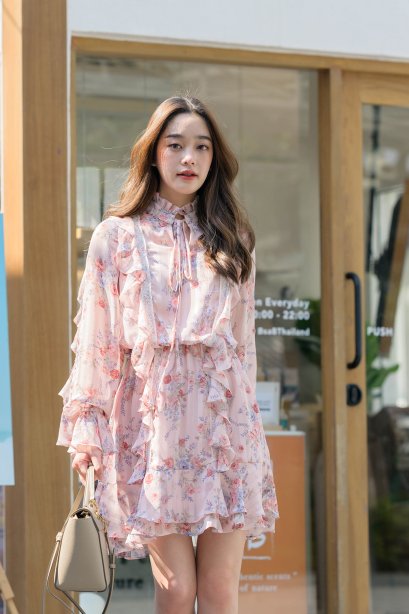 Floral Aster Ruffles Dress - Cachet