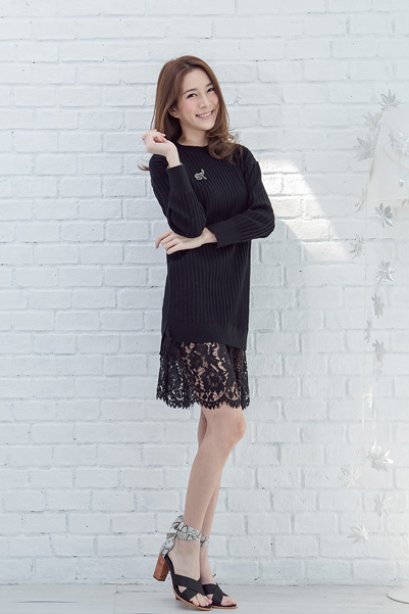 Merian High Knit Lace Dress D9903