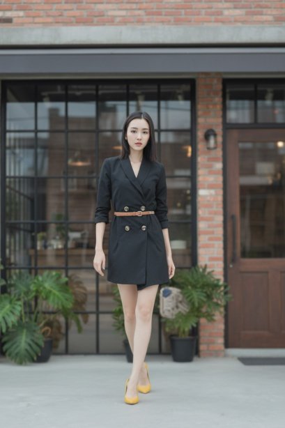 Women&#039;s Black Classic Coat O11601