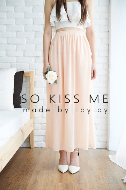 BI9503 Natural Elastic Waist Skirt