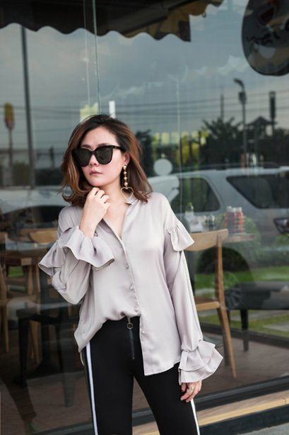 Smoky Silk Satin Blouse