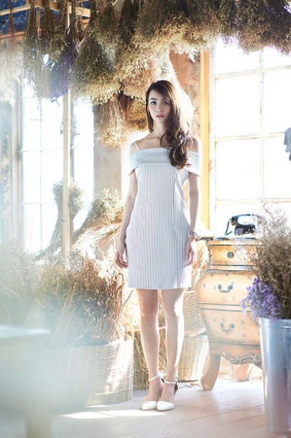 D9103 Striped X Fril Dress