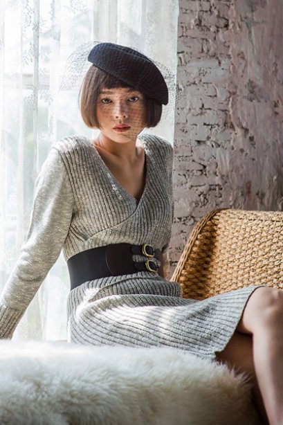 Grey Wrapped Knit Dress