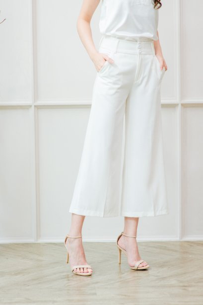 Wide Culottes Trousers by Cachet-White