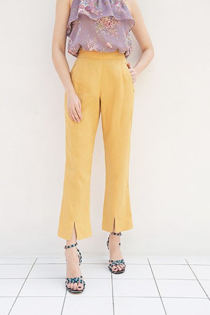 BI11801 Mustard Linen Pants - Cachet