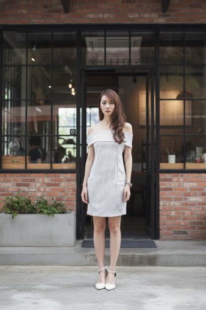 Striped X Fril Dress