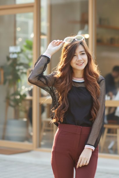 T8315 Black Mesh Jumper Top