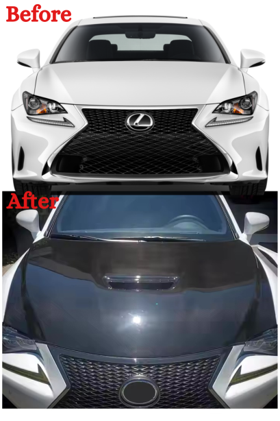 ฝากระโปรงคาร์บอนไฟเบอร์บังโคลนคุณภาพสูงวัสดุคาร์บอนไฟเบอร์ RCF สําหรับ Lexus RC 2015-2024