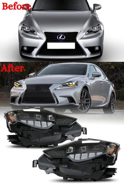 อัพเกรดFull LEDไฟหน้าชุดโคมไฟDRLไฟหน้าสําหรับLexus IS IS250 300H IS350 F 2013-2016