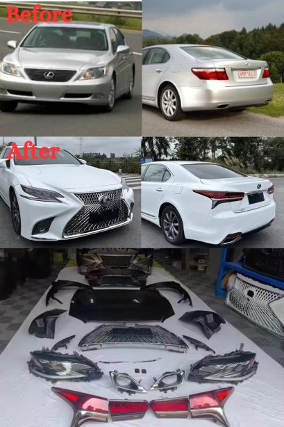 ชุดอัพเกรดใหม่ด้านหลังกันชน 2016 bodykit พร้อมฝาครอบไฟหน้าอุปกรณ์เสริมสําหรับ Lexus LS460 2006 2007