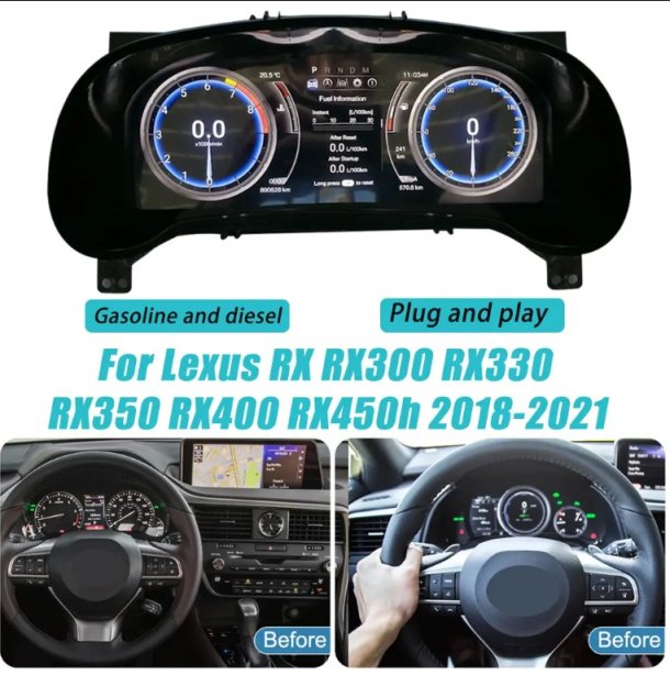 แผงควบคุม LCD เสมือนจริงแบบดิจิทัล สำหรับ RX300 Lexus RX RX400H 2018-2022