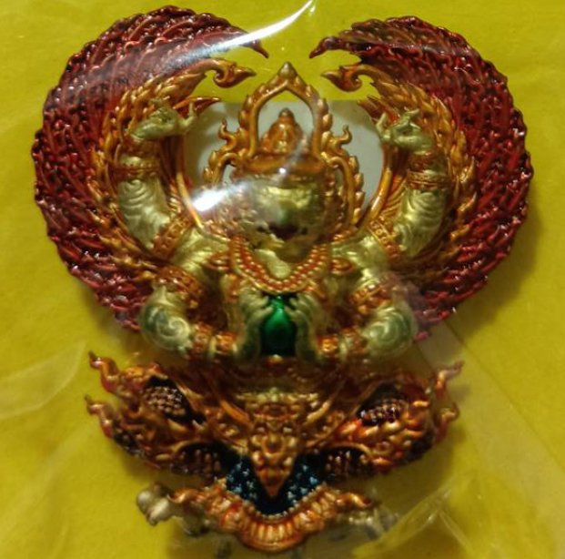 ครุฑรวยมหาเศรษฐี วัดป่าไตรภูมิสัทธรรม จ.มหาสารคาม องค์ทองปีกลงยาแดง