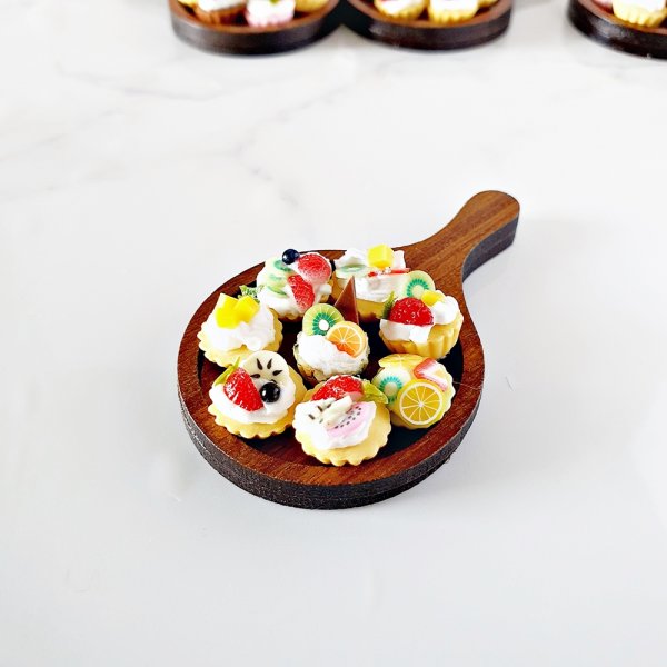 Dollhouse Miniature Food Küche Esszimmer Zubehör Kuchen Brot Golden Tray Set 