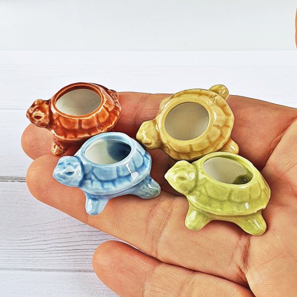 4x Owl Plant Flower Pots Ceramic Mini Dollhouse Miniature Fairy Garden Decor 