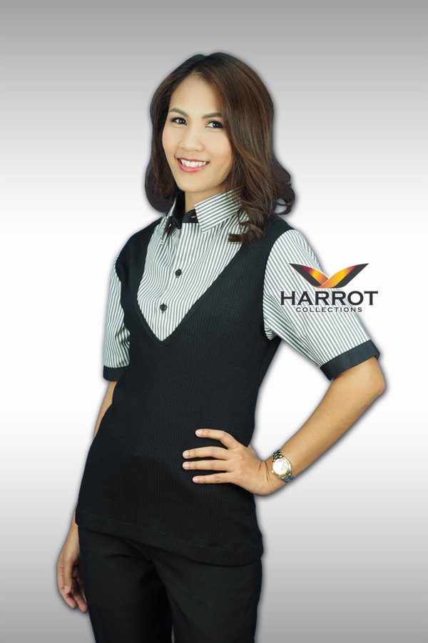 CHALK STRIPE-BLACK OFFICE UNIFROM - harrot