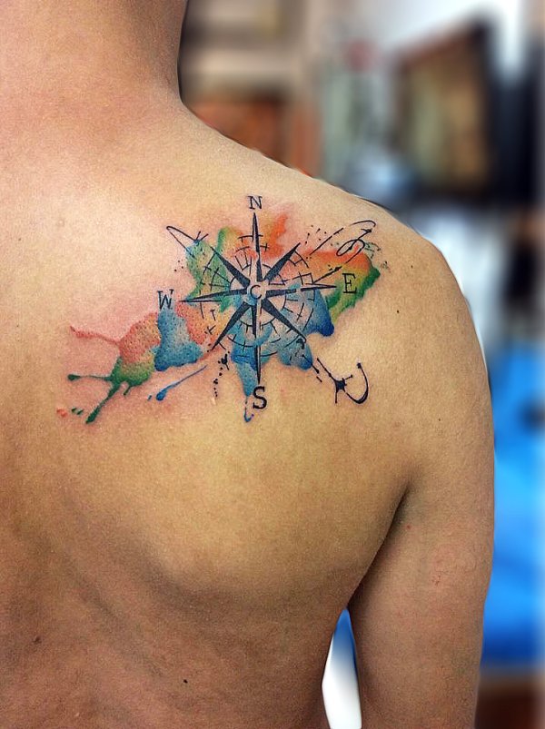 compass tattoo back