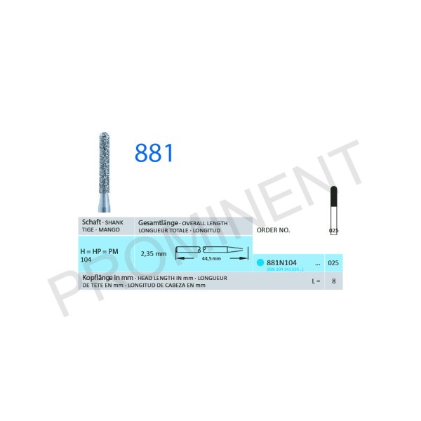 Cylinder 881N 104 025 / 1PCS - prominent-dental