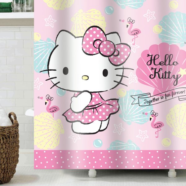 HELLO KITTY TEXTILE SHOWER CURTAIN - wspbath