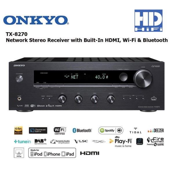 Onkyo Tx 8270 Stereo Receiver With Hdmi Connections Wi Fi Bluetooth