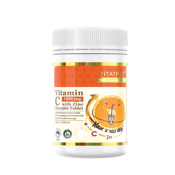 Vitatree Vitamin C 1000 mg with Zinc 100 Chewable Tablets vitatree