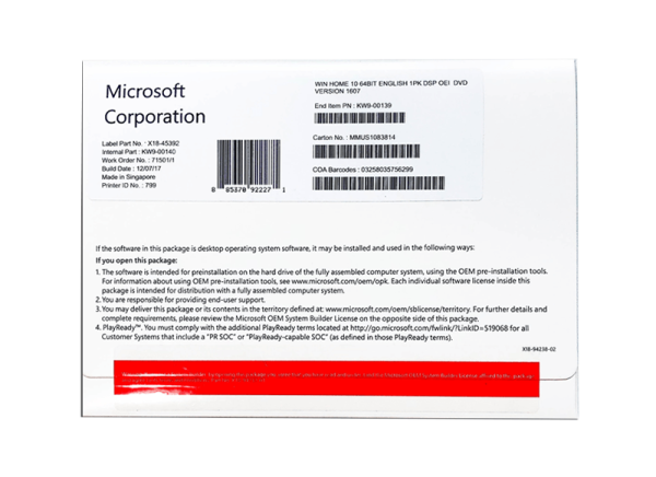 program microsoft windows 10 home oem dvd