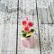 Dollhouse Miniatures Pink Flower in Ceramic Vase