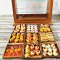 Dollhouse Miniatures Showcase with 76 Bakery Bread Pie Tart in Wood Wooden Cabinet Furniture Bakery Display Decoration