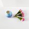 Miniatures Handmade Pink Tulip Flowers in Ceramic Vase