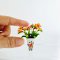 Dollhouse Miniatures Orange Flowers Ceramic Vase Room Garden Barbie Supply