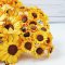 Handcrafted paper sunflower bouquets in 3 sizes, 200 pieces suitable for dollhouses, miniature gardens, and craft projects.