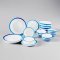 Ceramic Dinnerware Bowls Plate Blue Set 12 Pcs