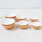 Ceramic Bowls Hand Painted Orange Strip Set 6 Pcs. 3 Size