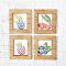 Set 4 Pcs. Watercolor Vintage Fruits Picture Frame Wall art Decoration